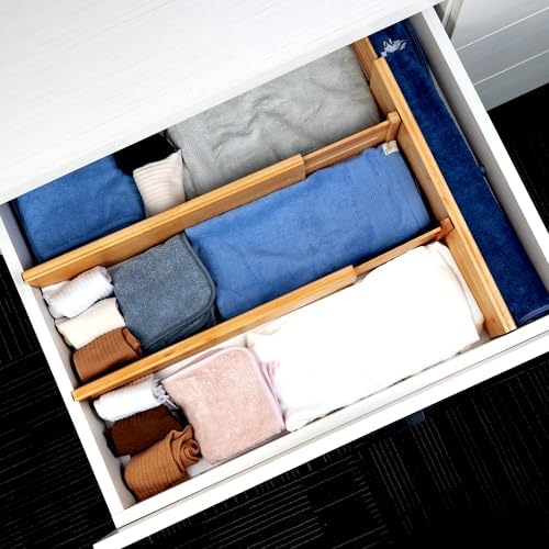 Utoplike Bamboo Drawer Dividers Large, 4" High Kitchen Drawers Organizer