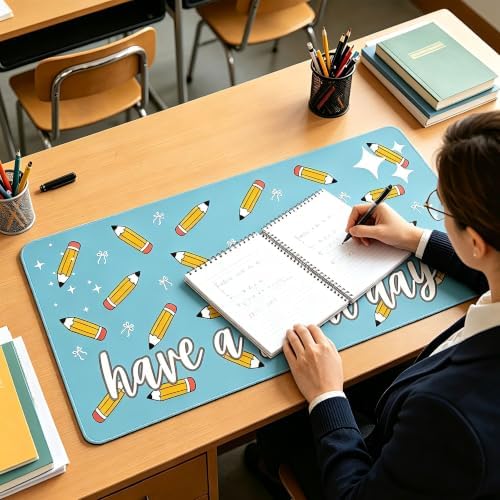 Cute Desk Mat for Teacher Large Mouse Pad for Keyboard and Mouse 35.4x15.7