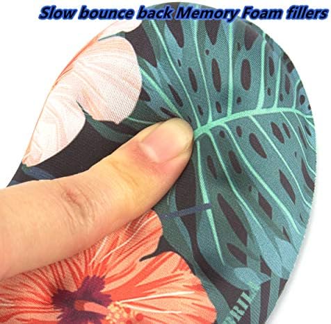 BRILA Ergonomic Memory Foam Mouse Wrist Rest Support Pad Cushion for Computer, Laptop, Office Work, PC Gaming - Massage Holes Design - Wrist Pain Relieve (Floral Leaves)