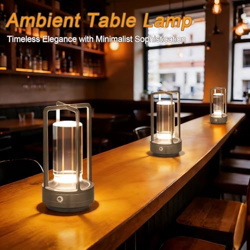 Rechargeable Table Lamp Cordless, Portable Metal Table Lamp