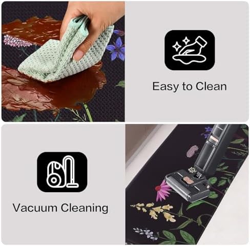 Mirok Washable Anti Fatigue Mat for Cushioned Floor Mats,Colorful Floral Non-Skid Ergonomic Comfort Foam Rugs,Non Slip Kitchen Rug(Multi Flower,17"x47")
