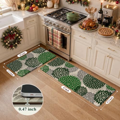 KIMODE Kitchen Mat Anti Fatigue Cushioned Kitchen Rugs Sets of 2 Decor