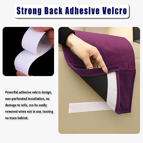 Velvet Recliner Headrest Pillow, Non-Slip Neck Support, Plum