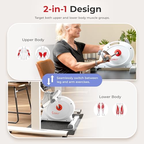 Sunny Health & Fitness Smart Mini Cycle, Under Desk Pedal Arm/Leg Exerciser