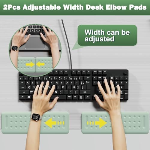 Leolee L-Shaped Desk Elbow Pads for Desk, Pale Green Memory Foam Arm Rest
