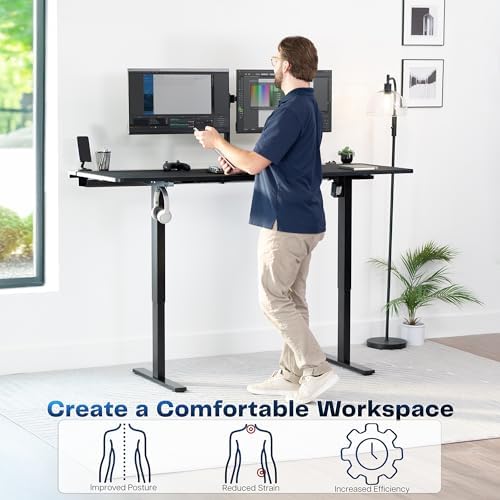 VIVO Black 71 x 30 in Standing Desk, DESK-KIT-1B6-P3B-71