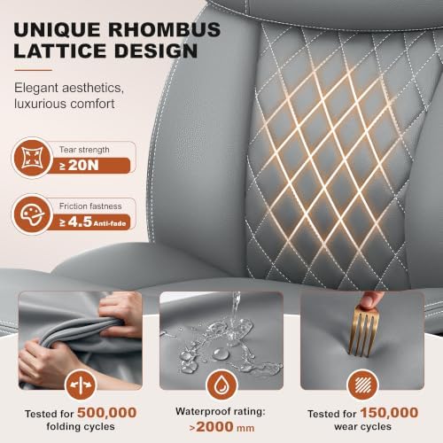 Leather Office Chair, Computer Desk Chair with Dual Back Support