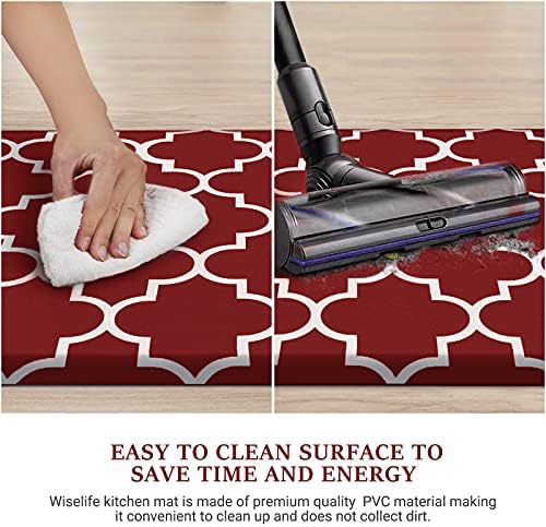 WISELIFE Kitchen Mats and Rugs Cushioned Anti-Fatigue, 17.3"x 60", Red