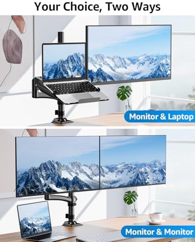 MOUNTUP 2-in-1 Laptop and Monitor Desk Mount, Laptops Arm Holds 4.4-22lbs