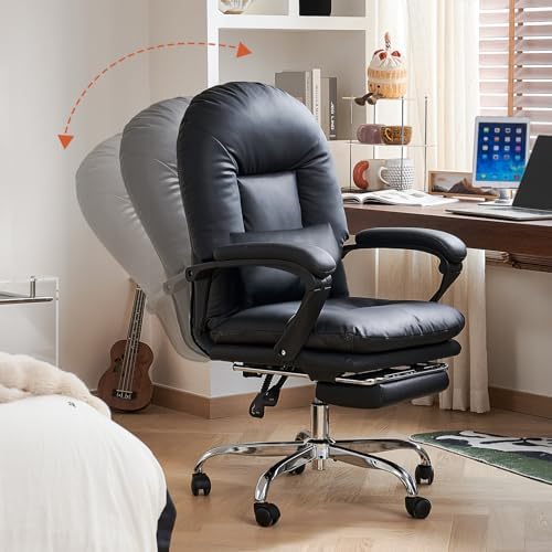 EMIAH Office Chair with Foot Rest Reclining Desk Chair Comfy, Black