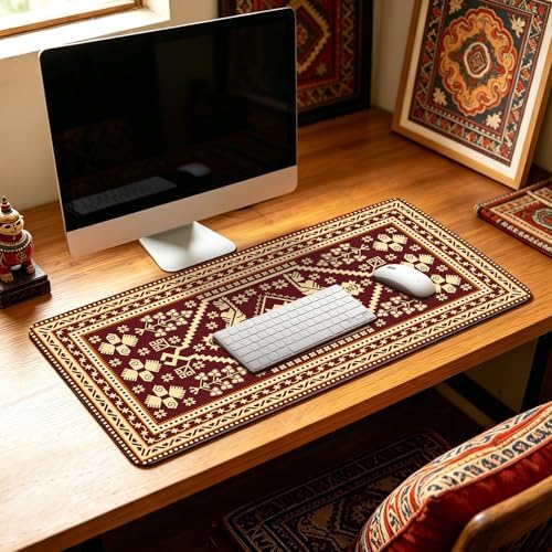 Persian Rug Mouse Pad - Desk Mat for Keyboard and Mouse - Large Mouse Pads for Desk, Gaming Mousepad with Non-Slip Base, Retro Desk Mat (31.5" X 11.8") Rug - Turkish