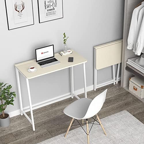 WOHOMO Folding Desk, 39.4" Foldable Computer Table for Small Spaces, Oak
