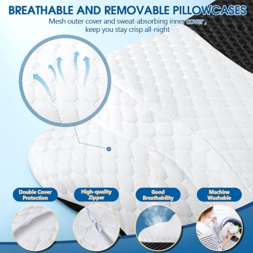 CHxxy Memory Foam Pillows, Cervical Pillow for Neck & Shoulder Pain Relief
