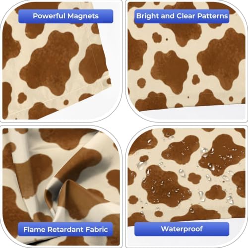 4 Pcs Fluorescent Light Covers for Ceiling Lights Fashionable cow leather brown Magnetic Light Filters Decorative for Classroom Office Hospital Home 4x2 Ft