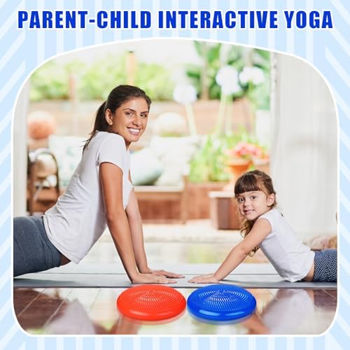 Silipull 2 Pcs Wiggle Seat Inflated Wobble Cushion Flexible Balance Disc with Air Pump for Core Stability Strengthening Improving Posture Physical Exercise