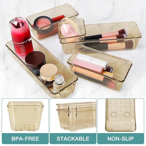 13 PCS Drawer Organizer Set, 5 Size Bathroom and kitchen organizer Trays