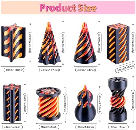 8-Pack Impossible Cone Fidget Toys, 3D Printed Passthrough Set