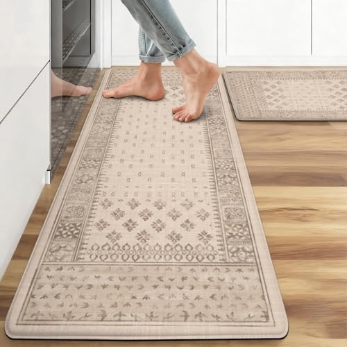 Kitchen Anti-Fatigue Mat, 2PCs, 17.3"x47"+17.3"x29", 0.4" Thick