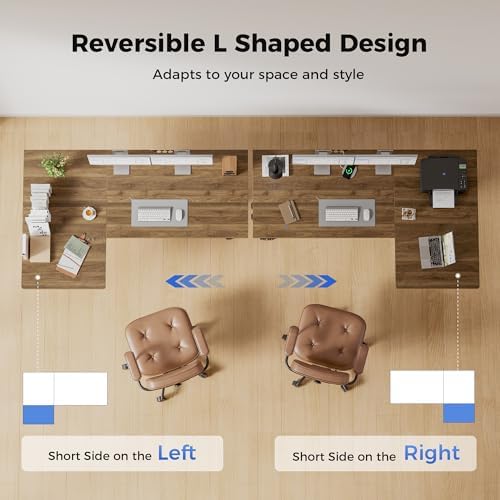 Agilestic 55 * 28 Inch Reversible L Shaped Electric Standing Desk, Walnut