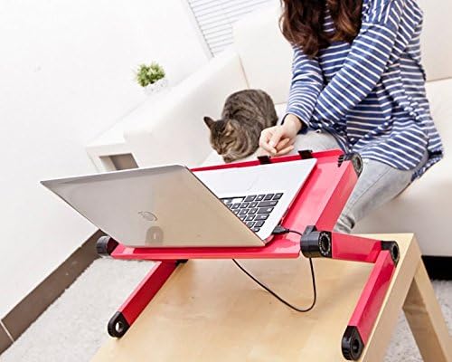 Adjustable Lap Desk Laptop Computer Portable Multifunctional Ergonomic Vented Table Stand Tray Mount Holder (420 * 260mm with Mouse Pad, Pink)