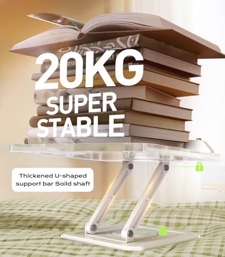 LOXP Ergonomic Book Stand for Reading, 360° Rotating Holder with Page Clip
