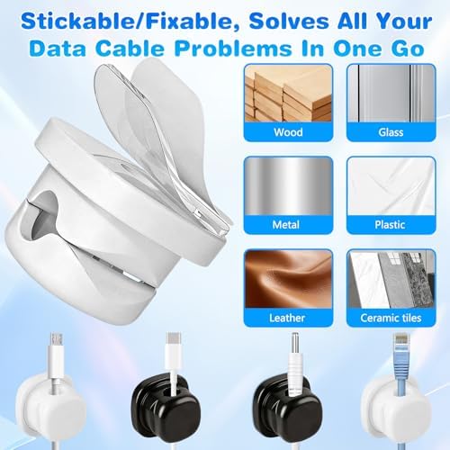 6 Pcs Magnetic Cord Organizer Holder,Magnetic Cable Clips,Cord Holder,Under Desk Cable Management, for Nightstand Home Office Desk Car Phone Wall Desktop (BLACK)