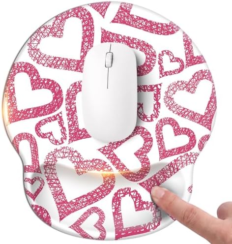 Mouse pad with Wrist Rest,Relieving Pain Memory Foam Computer pad, Ergonomic Desktop Mouse, Silicone Material Mouse pad, with Non-Slip PU Base (Love)