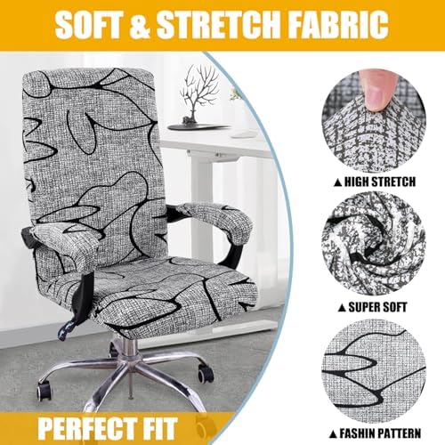 Smiry Office Computer Chair Cover with Armrest Covers, Grey and Black