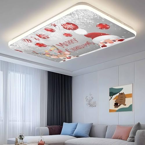 Santa Claus Magnetic Fluorescent Light Covers for Ceiling Lights 2 x 4 Feet,Red Grey Christmas Elk Ball Pine Silver Office Classroom Kitchen Drop Ceiling Light Covers Filters Shade Panel 1 Pack