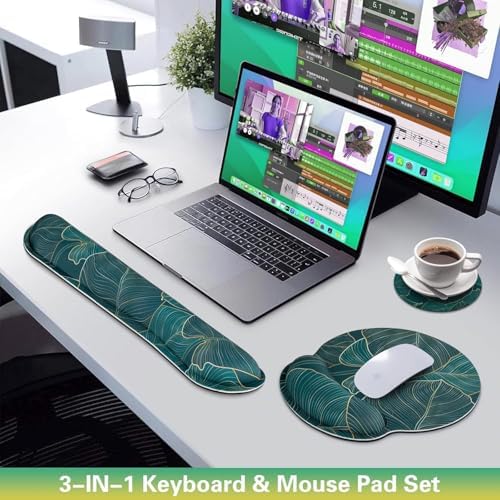 Mouse Pad with Wrist Rest Set, 3-in-1 Wrist Support Mousepad