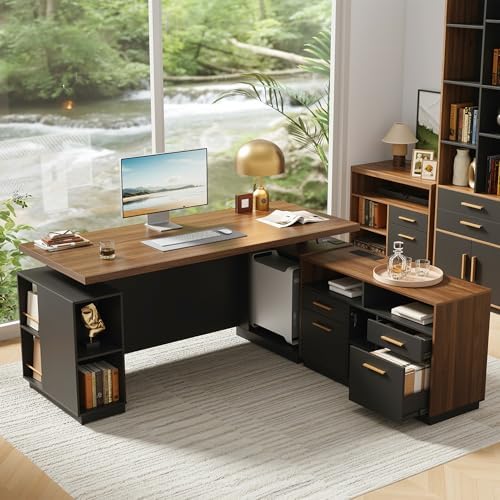ModernMate 71" L Shaped Executive Standing Desk with 4 Drawers