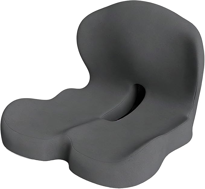 Orthopedic Cushion, Seat Cushion for Office Chair and Car, Ergonomic Memory Foam L-Shaped Integrated Seat Cushions, Lumbar Support & Tailbone Pain Relief for Office Chair Car Wheelchair (A-Black)