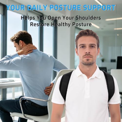 Posture Corrector for Women and Men, Adjustable Back Brace Support, Full Back Straightener for Rounded Shoulders and Hunchback Support, Upper Back Brace Shoulder Straightener with Breathable Mesh, Neck Shoulder and Upper Back Support (Black, XX-Large /...