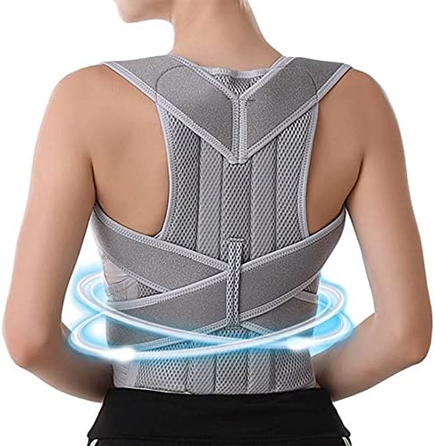 Shoulder Posture Corrector Lumbar Spine Support Belt Full Back Orthopedic Brace Scoliosis Kyphosis Correc(Gray Small)