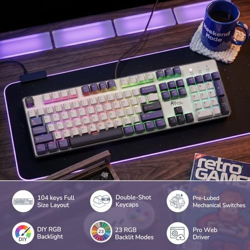 RK ROYAL KLUDGE RK920 Full Size Mechanical Keyboard Wired, RGB Backlit