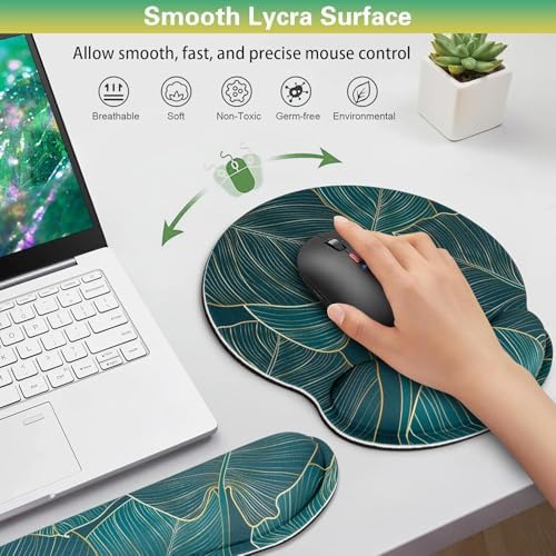 Mouse Pad with Wrist Rest Set, 3-in-1 Wrist Support Mousepad