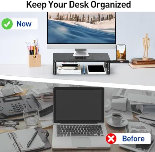 Zimilar 2 Pack Monitor Stand , 3 Height Adjustable Stand with Star Mesh