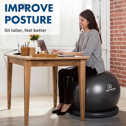 ProBody Pilates Yoga Ball Chair for Office, with Base
