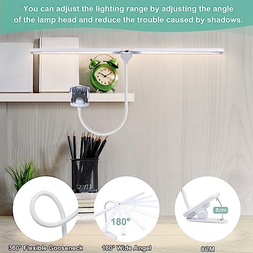 LED Reading Light with Clip, Desk Lamp 48 LEDs 2600mAh Battery USB Rechargeable Book Lights Stepless Adjustable Brightness Eye Protection Flexible Table Lamps for Bed Headboard, Home, Office