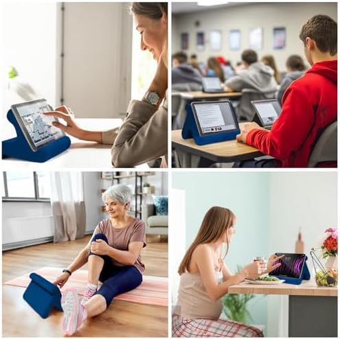 Universal Multi-Angle Tablet Stand Holder-Soft Pad Stand with black phone holder for Lap,Knee,Sofa and Bed,Compatible with iPad Pro 9.7,10.5,12.9 Air Mini 4 3,Kindle,Galaxy Tab,E-Reader (Navy Blue)