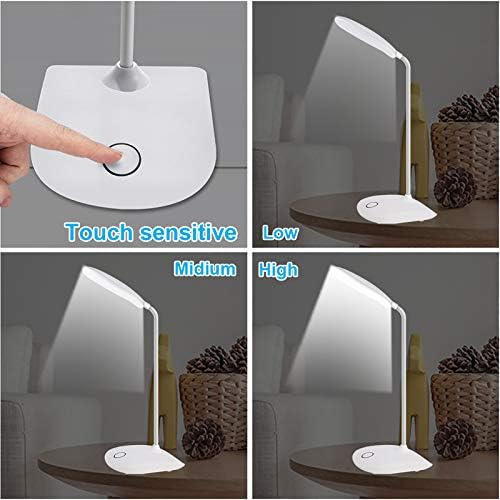 DEEPLITE LED Desk Lamp Small Battery Powered Lamp Cordless Rechargeable Table Lamp, Flexible Portable Desk Light for Craft Study Home Office Dorm, Eye-Caring Wireless Dimmable Book Lamp for Reading