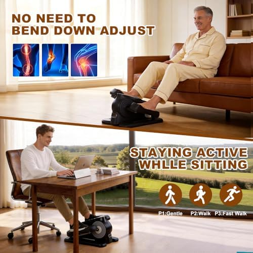 Under Desk Elliptical 12 Gear Adjustable Leg Exerciser for Seniors