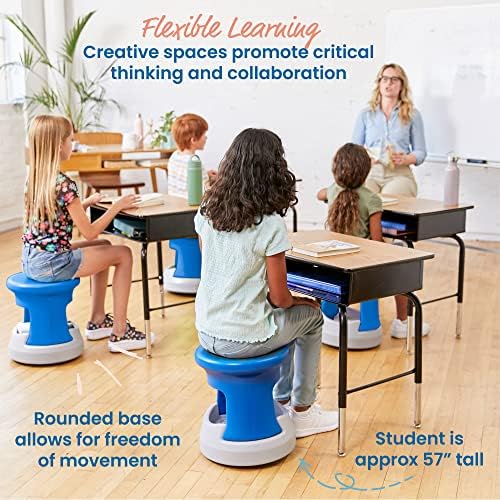 ECR4Kids Active Storage Wobble Stool, 15in Seat Height, Childrens Furniture, Blue/Light Grey