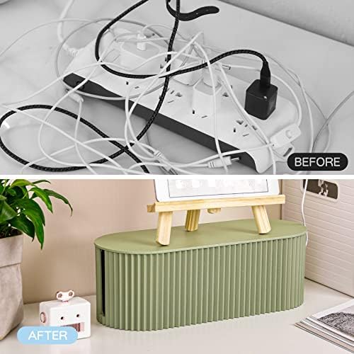 FABROK Cable Management Box, Power Strip Holder, Large, Green