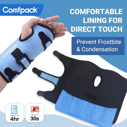 Comfpack Wrist Ice Pack Wrap for Carpal Tunnel Relief with Gel Ice Pack
