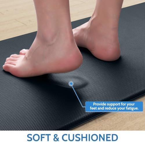 StepLively Kitchen Mat for Floor 2 PCS, Anti Fatigue Rugs, Dark Charcoal