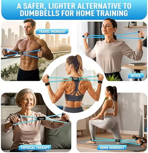 Figure 8 Resistance Bands for Arm, Back – 3-Level Latex Heavy Exercise Bands with Handles for Strength Training, Full Body Workout, Physical Therapy, Pilates, Yoga, Home Gym Equipment for Women
