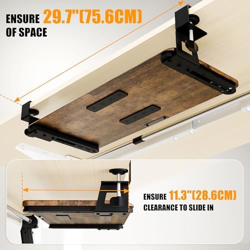 Keyboard Tray Under Desk, Keyboard Holder&Drawer with C-Clamp 25.6"x11.8"
