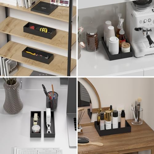 Lixple Bamboo Kitchen Drawer Organizer, 2 Pack, 10" x 3.5" x 2", Black