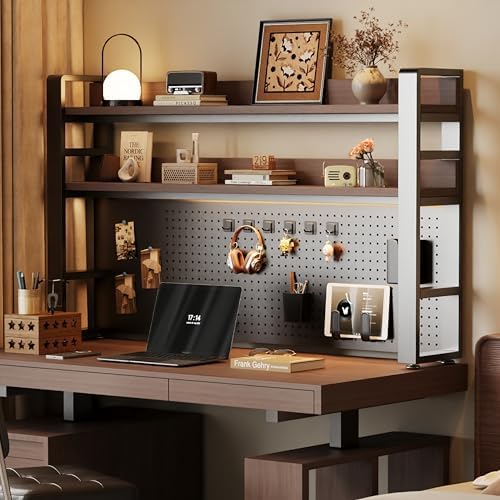 Desktop Hutch Bookshelf, 2-Tier Metal Desk Shelf for Top of Desk
